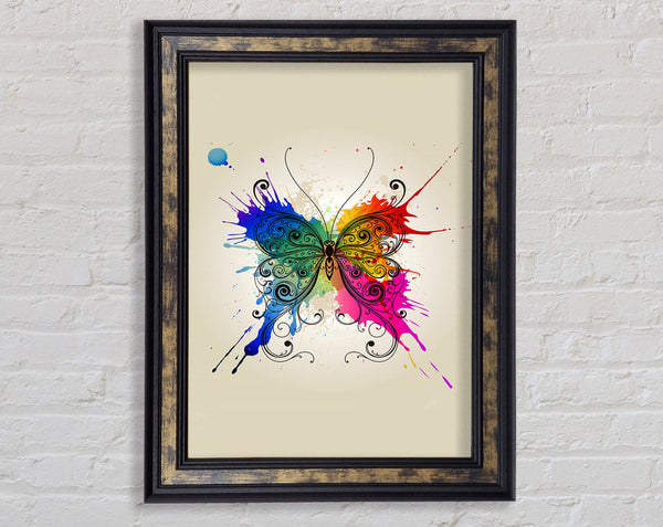 Rainbow Splash Butterfly Framed Print