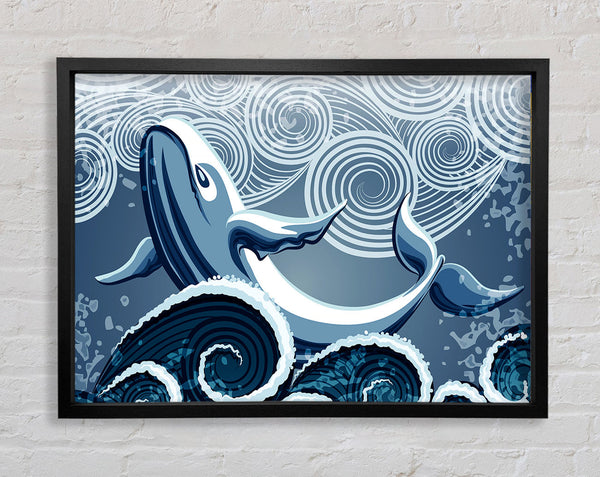 Whale Wave Framed Print
