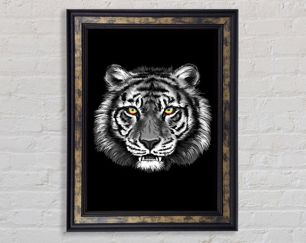 Orange Eyed Tiger Face Framed Print