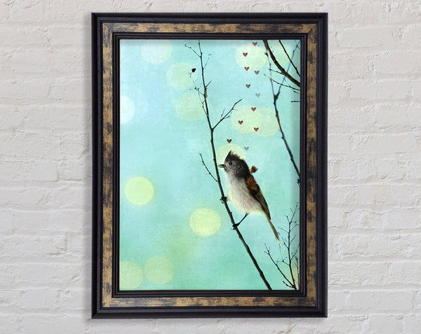 Bird Love Hearts Framed Print