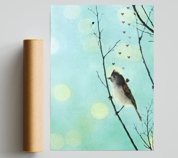 Bird Love Hearts Poster