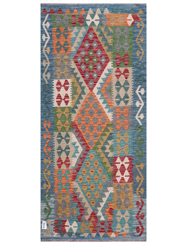 Maimana Afghanistan Kilim Rug - 193 x88 cm