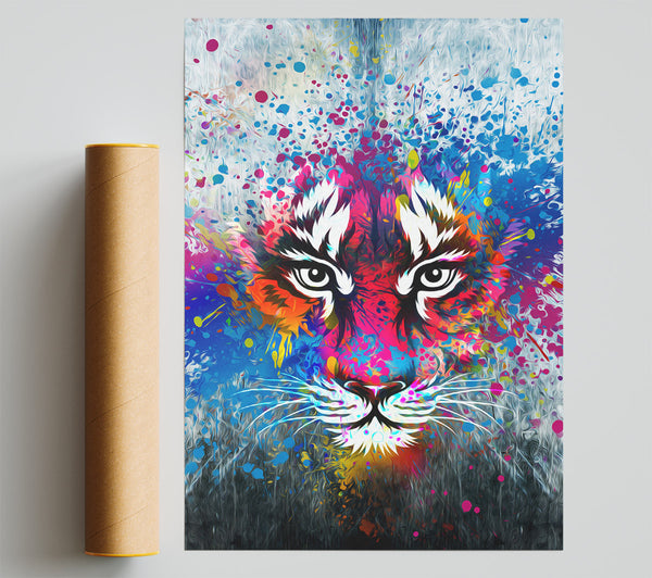 Rainbow Tiger Face Print