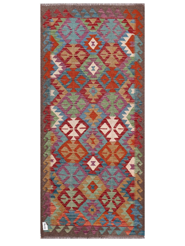 Maimana Afghanistan Kilim Rug - 194 x88 cm
