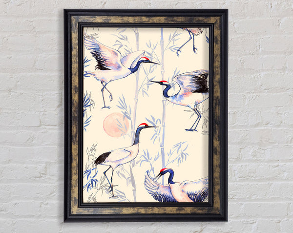 Crane Bamboo Framed Print