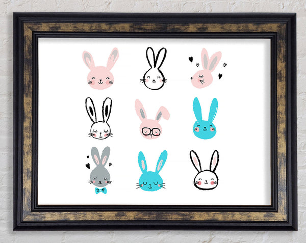 Rabbit Faces Framed Print