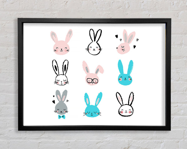 Rabbit Faces Framed Print