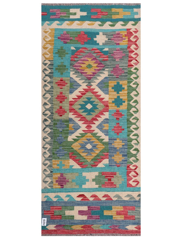 Maimana Afghanistan Kilim Rug - 201 x88 cm