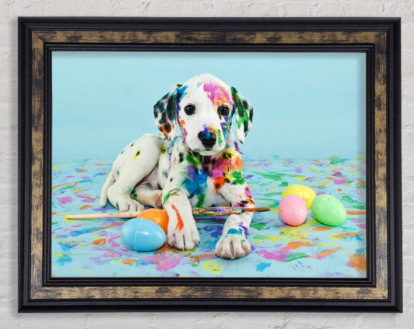 Dalmation Puppy Paint Party Framed Print