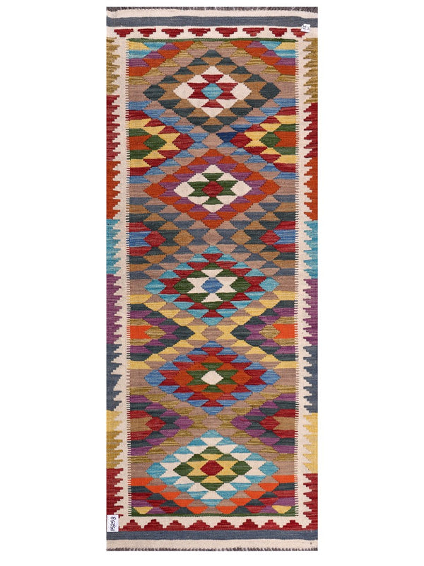 Maimana Afghanistan Kilim Rug - 203 x81 cm