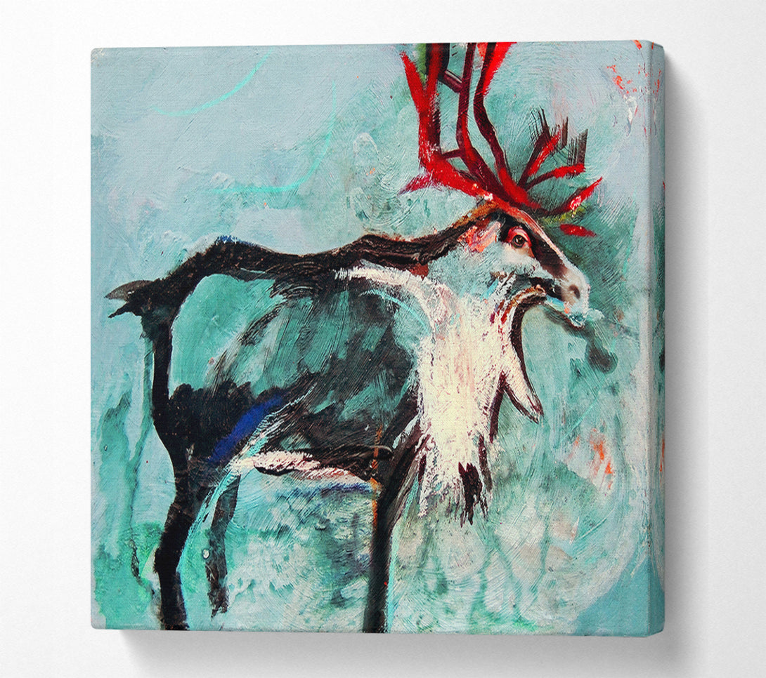  A Canvas Print of reindeer painting Canvas Print