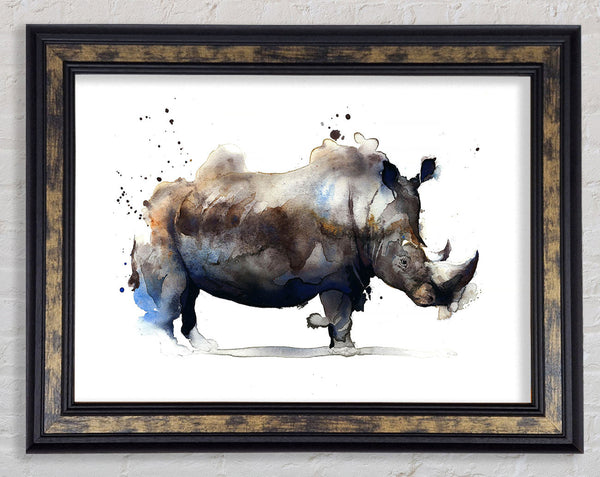 Rhino Charge Framed Print