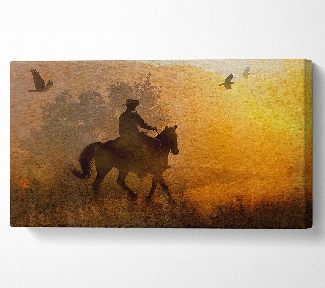  A Canvas Print of Cowboy Sunset Canvas Wall Art