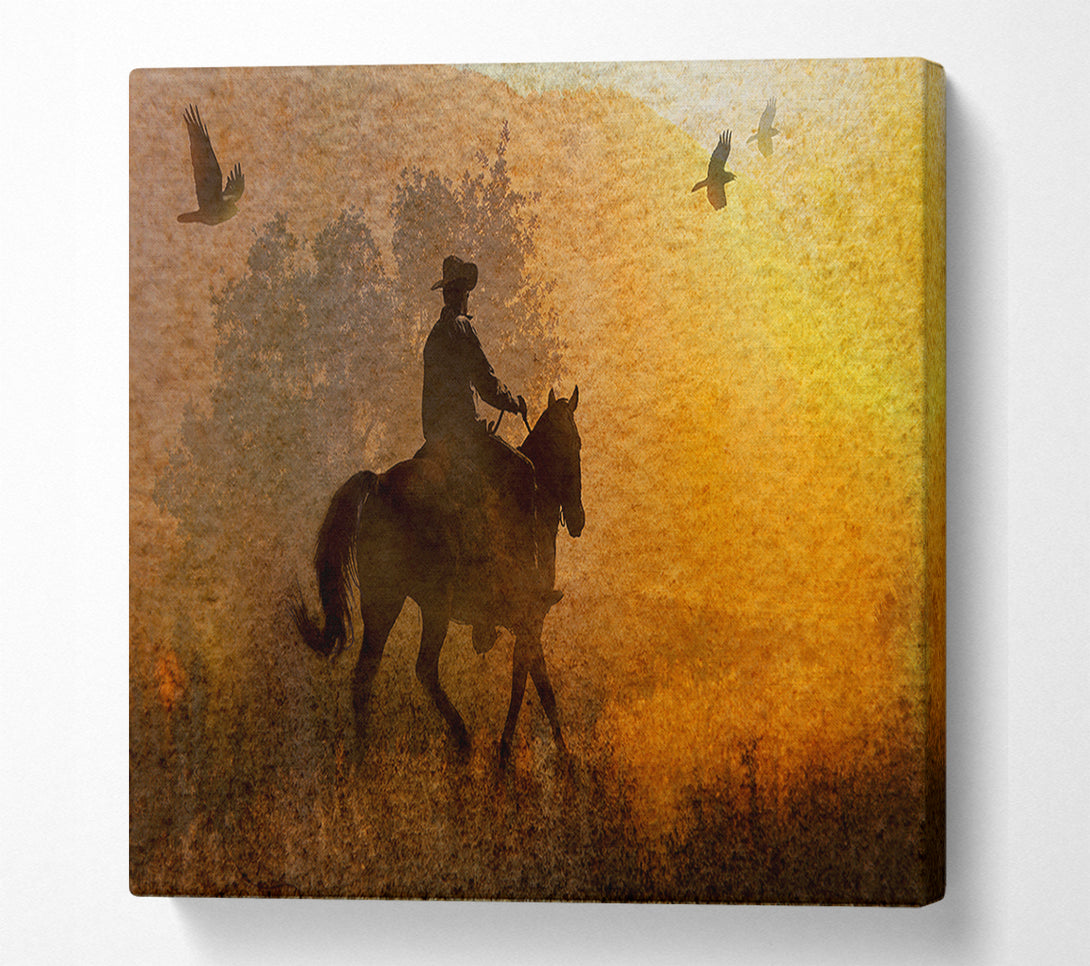  A Canvas Print of Cowboy Sunset Canvas Wall Art