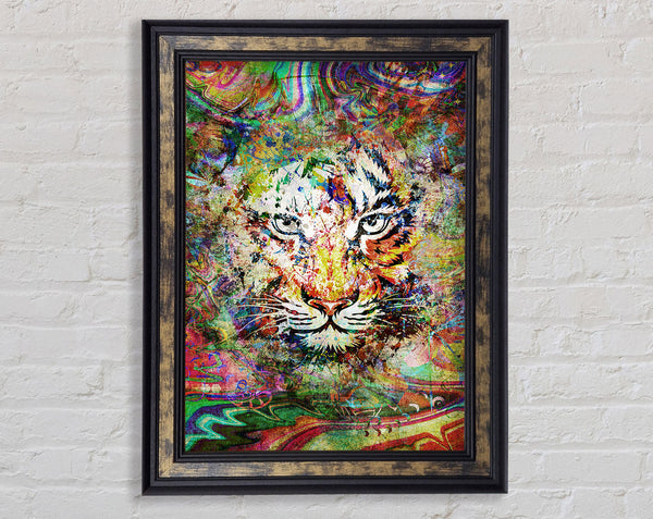 Rainbow Splash Tiger Framed Print