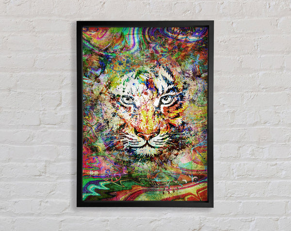 Rainbow Splash Tiger Framed Print