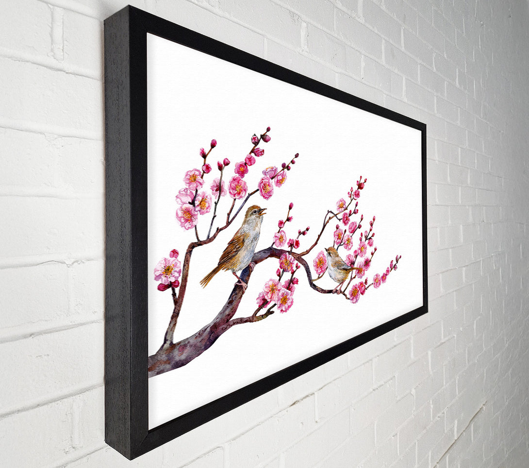  A Canvas Print of Cherry Tree Love Birds Canvas Art