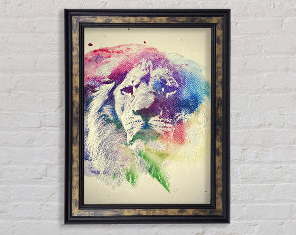 Rainbow Lion Framed Print