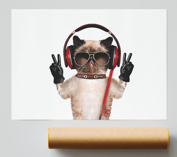 Musical Peace Cat Giclee Print