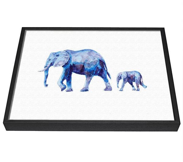 A picture of a Mother and Child Elephant Love framed canvas print sold by Wallart-Direct.co.uk