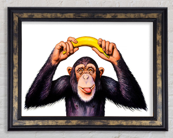 Cheeky Banana Monkey Framed Print
