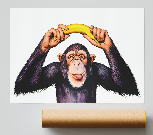 Cheeky Banana Monkey Giclee Print