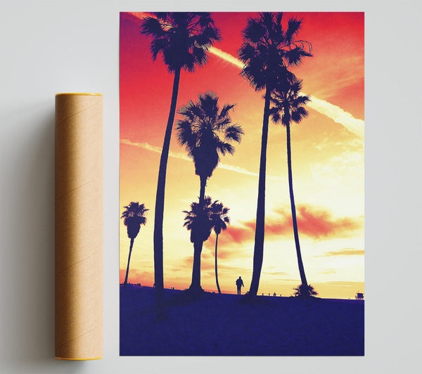 Palm Tree Sunset Poster
