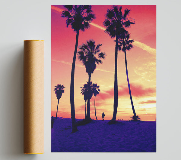 Los Angeles Palm Tree Walk Giclee Print