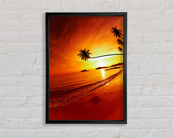 Ocean Sunset Palm Framed Print