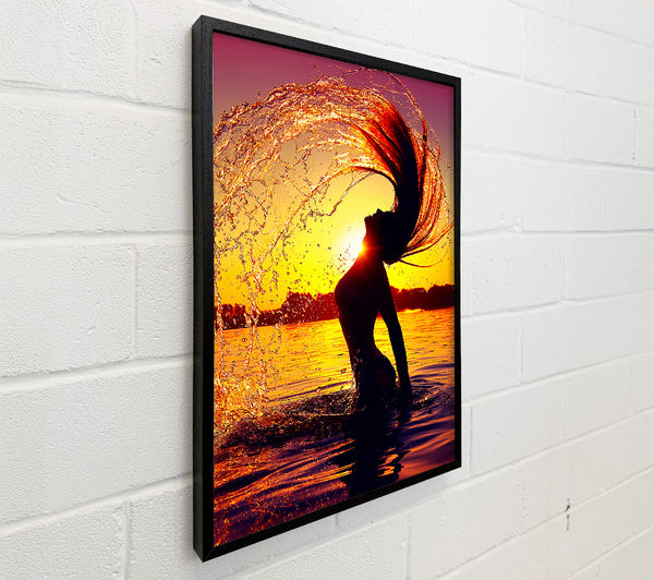 Sunset woman Ocean Splash