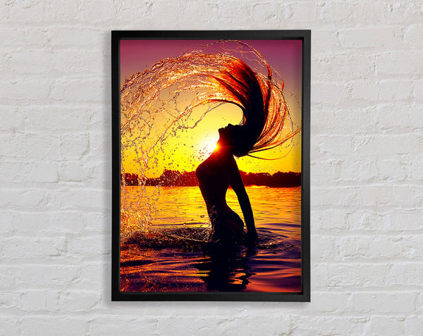 Sunset woman Ocean Splash