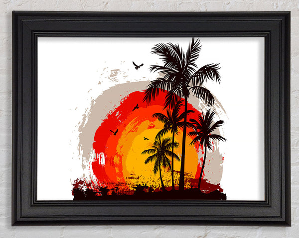 Impressionist Palm Tree Sun Framed Print