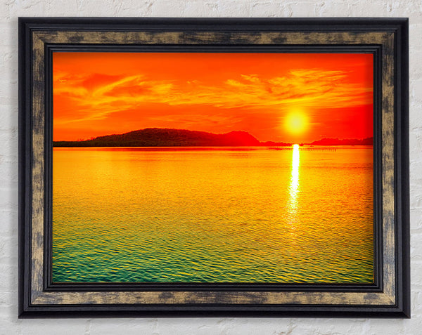 Sun Beam Ocean Framed Print
