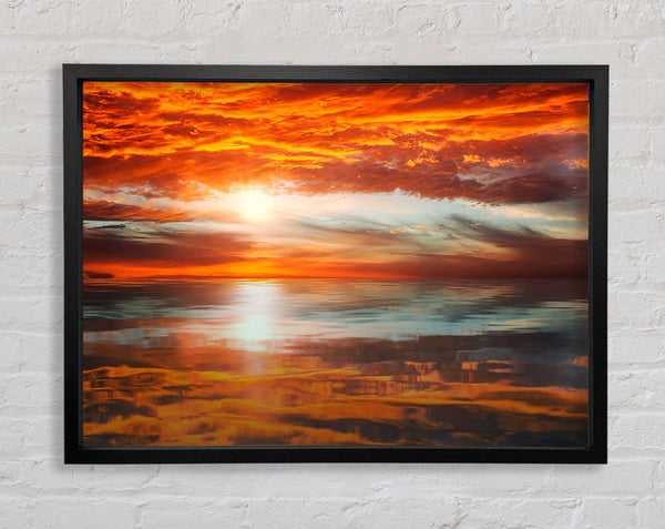 Reflexionen eines Sonnenuntergangshimmels
