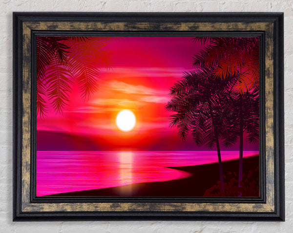 Pink Ocean Glow Framed Print