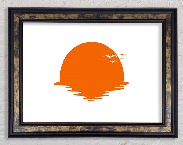 Birds In The Orange Sun Framed Print