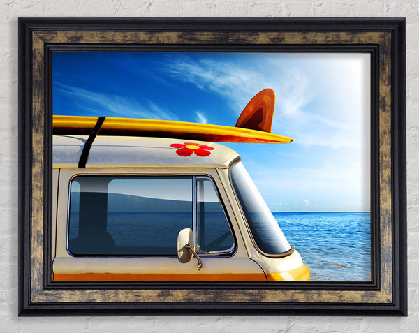 Camper Van Ready For The Waves Framed Print