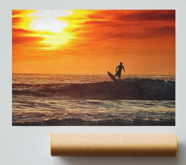 Sunset Surfing Poster