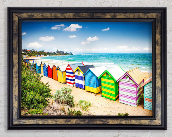 Beach Hut Delight Framed Print