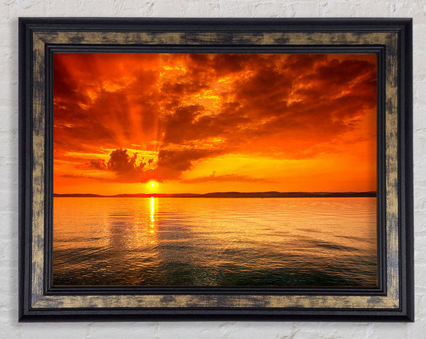 Stunning Sun Ray Ocean Framed Print