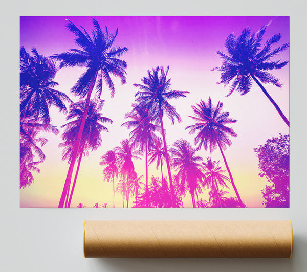 Psychedelic Palm Tree Skies Poster
