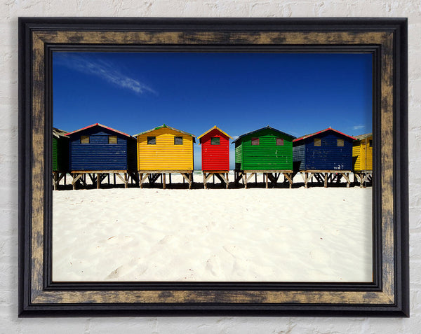 Beach Hut Skies Framed Print