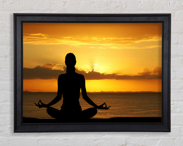 Meditating Sunset Glow Framed Print