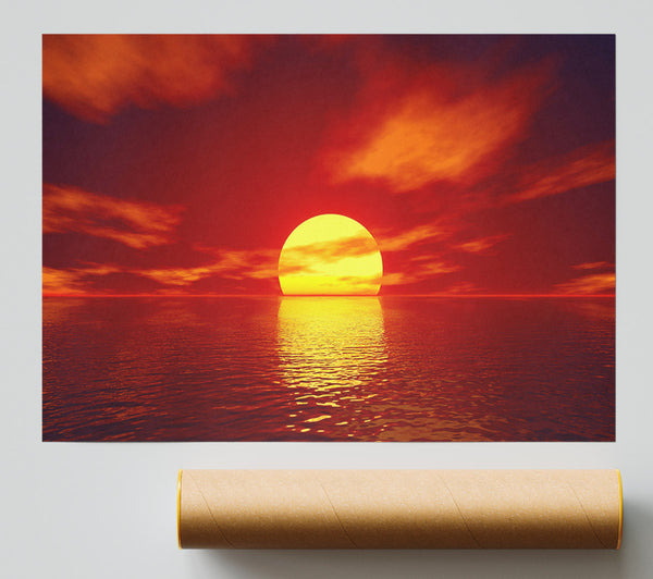 Golden Sun In The Red Sky Poster