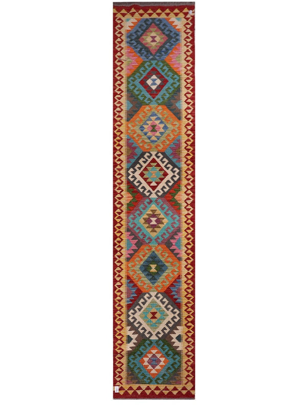 Maimana Afghanistan Kilim Runner - 401 x 84 cm