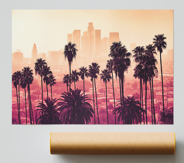 City Through The Palm Trees Giclee Print