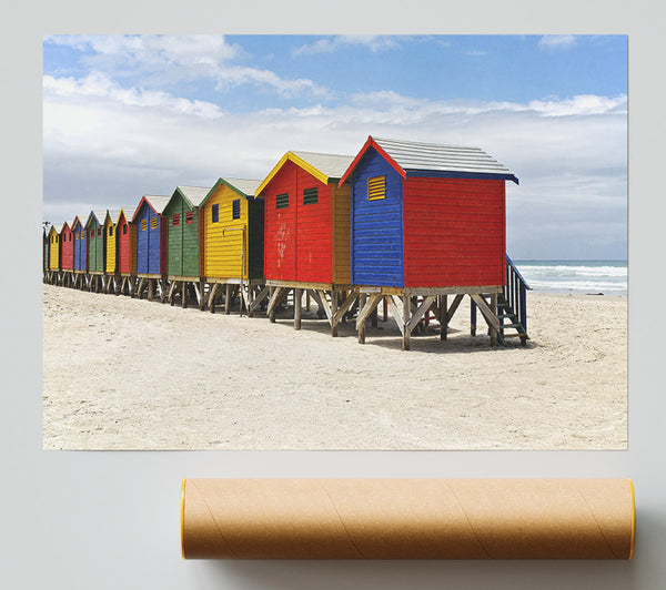 Row Of Beach Huts Giclee Print