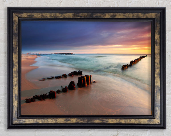 Distant Pier Ocean Framed Print