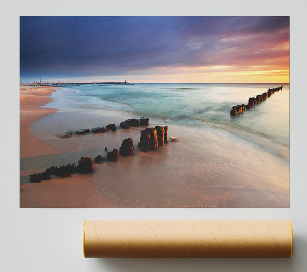 Distant Pier Ocean Giclee Print