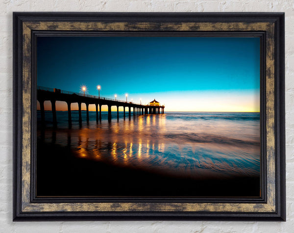 Pier Light Glow Framed Print